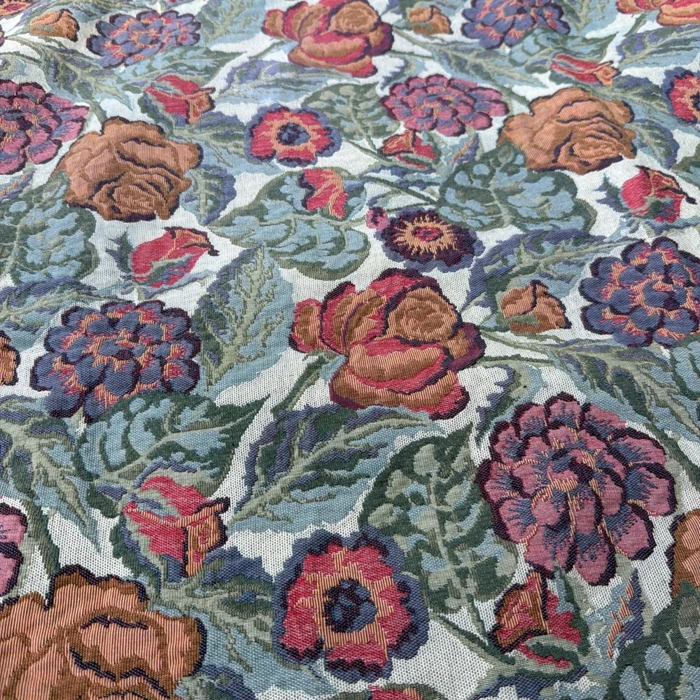 Vintage French Style Aubusson Floral Tapestry Bedding Cotton Coverlet 55''x 55''